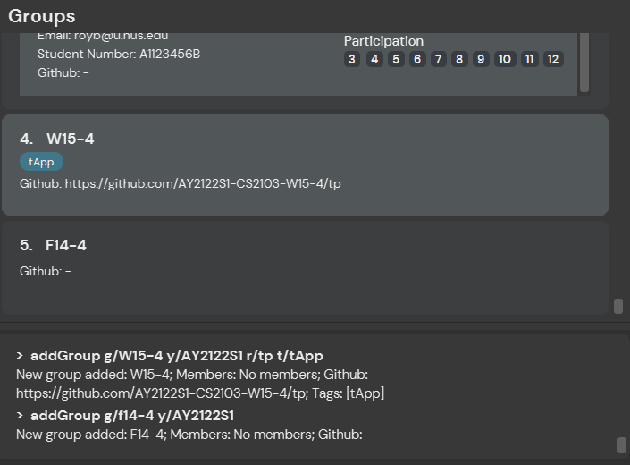 result for 'addGroup'